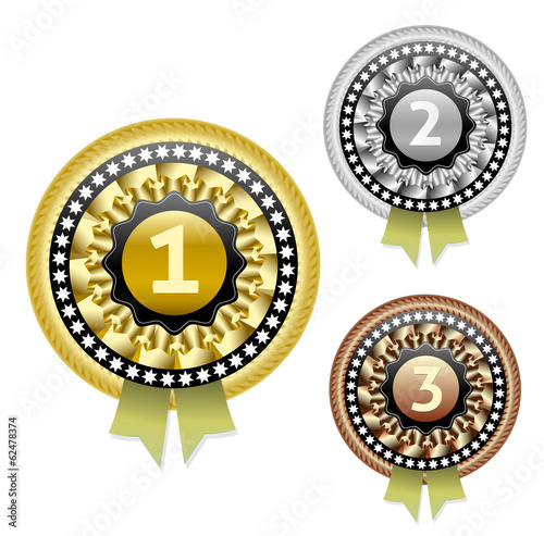 Gold, silver and bronze vector medals set. eps10 photo