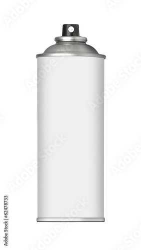 blank metal spray can isolated on white