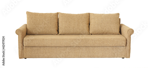 Light brown sofa (couch) isolated on white