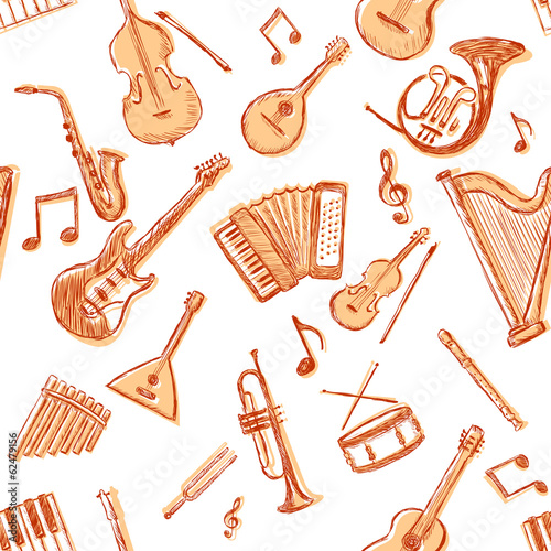 Vector Seamless Pattern of Musical Instriments