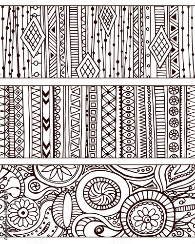 Set of unique seamless pattern and borders.