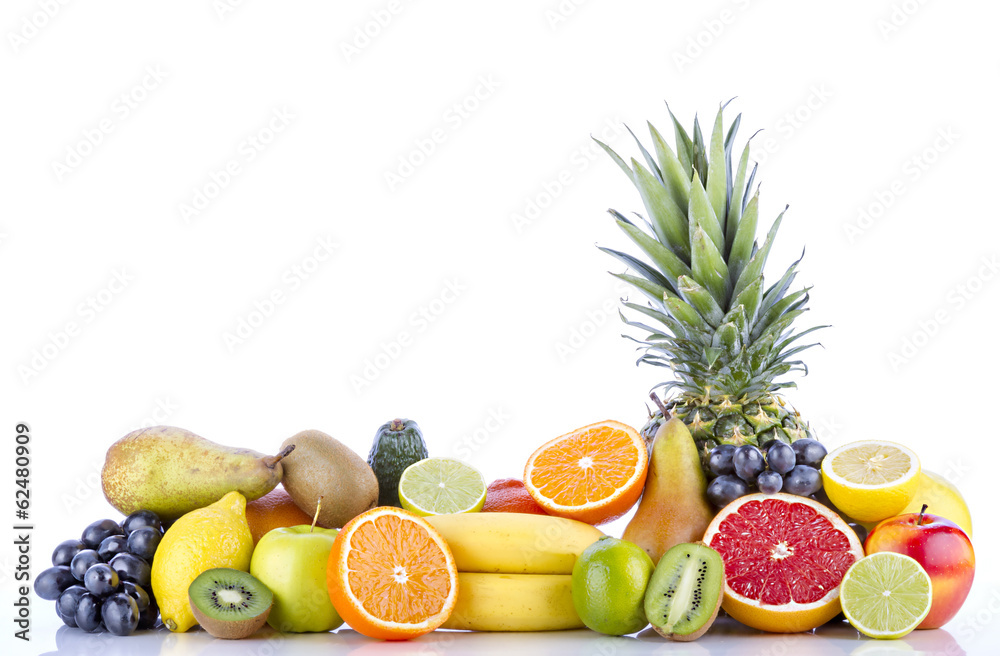Assortment of exotic fruits on white background Assortment of exotic fruits on white background