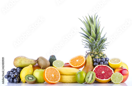 Fototapeta Naklejka Na Ścianę i Meble -  Assortment of exotic fruits on white background