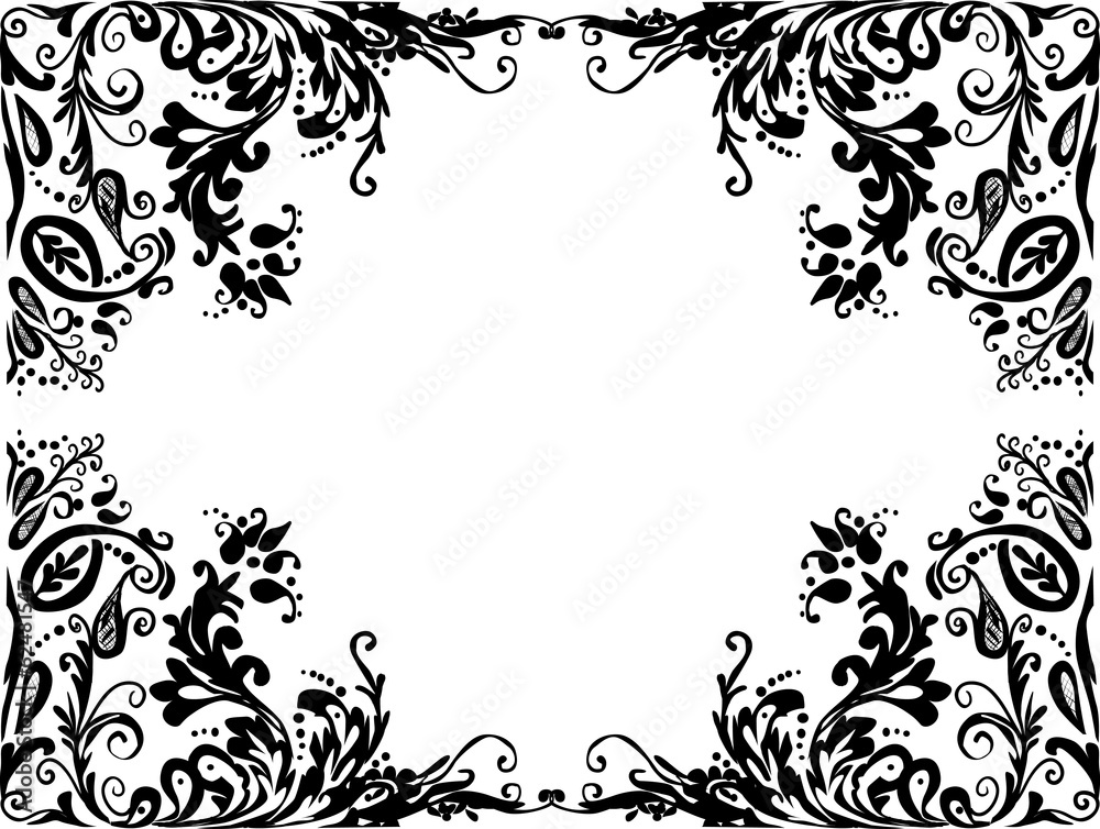 black frame from four curled corners black frame from four curled corners