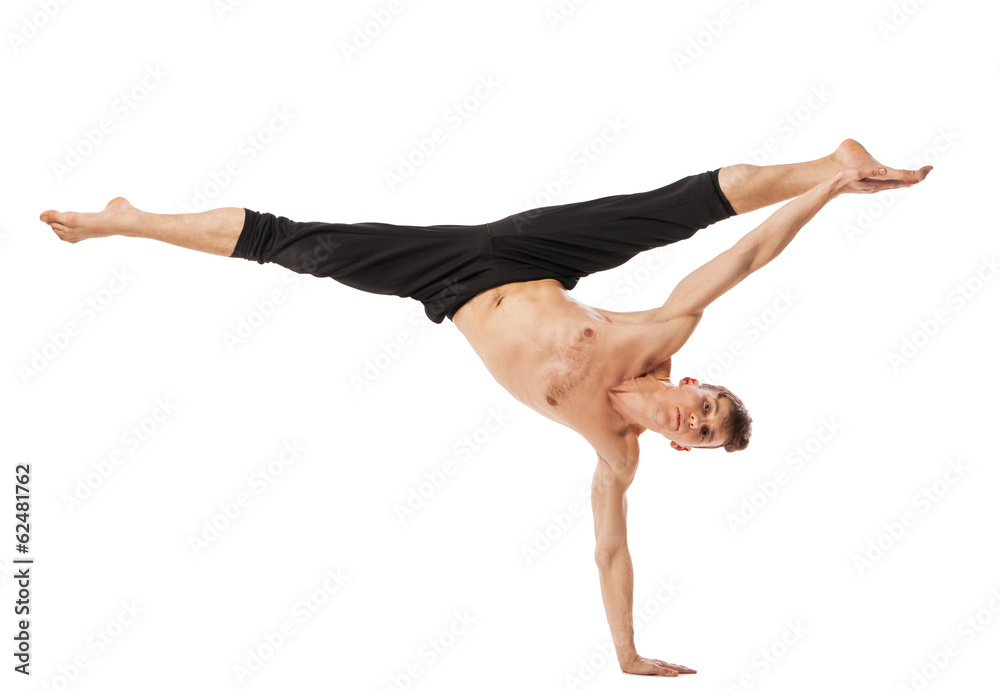 Obraz premium modern ballet dancer posing over white background
