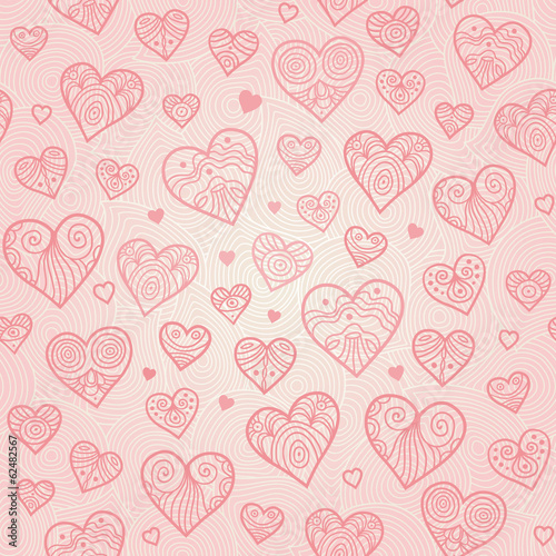 Ornamental seamless pattern with lacy hearts.
