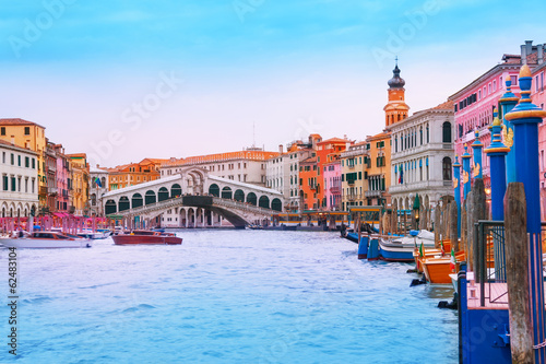 View of Rialto bridge from grand canal