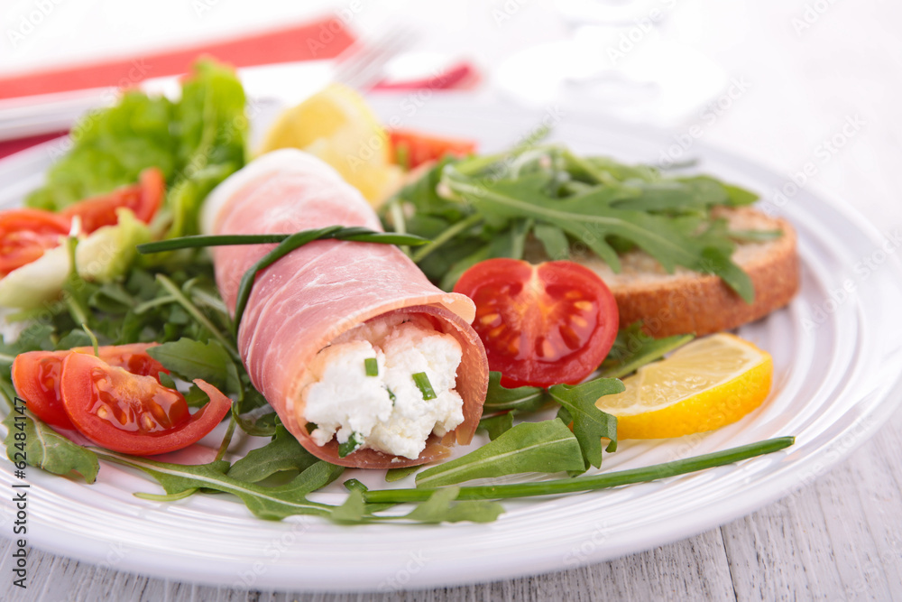 ham rolled with cheese