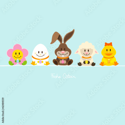 Osterhase & Freunde Ostereier retro pastell