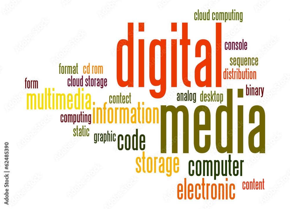 Obraz premium Digital media word cloud
