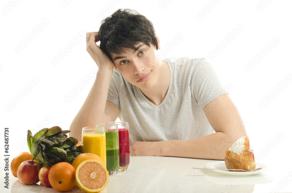 choosing from fruits, smoothie organic healthy food or sweets choosing from fruits, smoothie organic healthy food or sweets