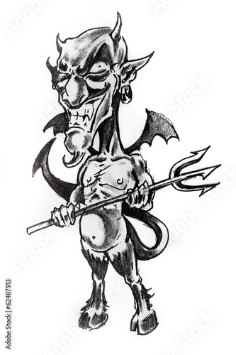 Devil sketch of tattoo © Fernando Cortés