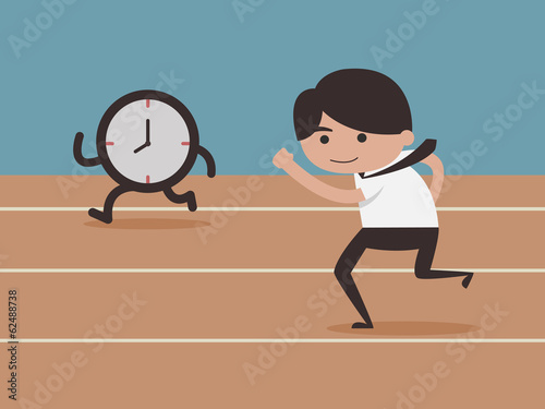 Businessman running with time