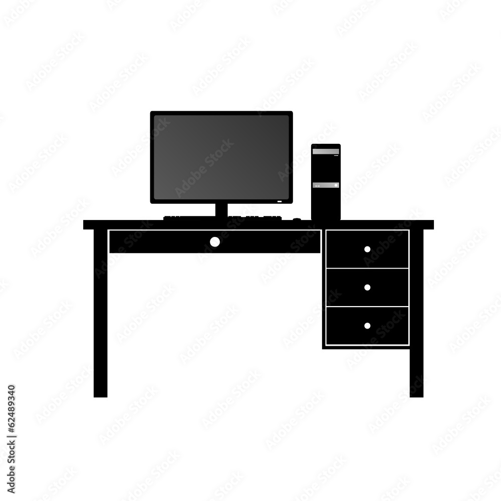 computer and desk for computer vector computer and desk for computer vector