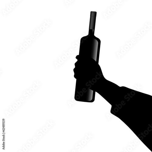 bottle of wine in hand vector