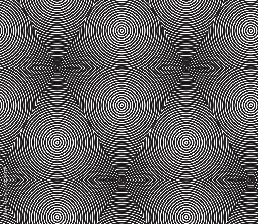 Black and White Op Art Design Vector Seamless Pattern Background