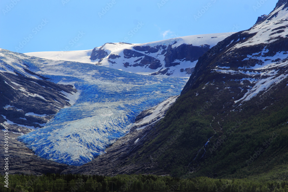 Fototapeta premium The blue color of the black glacier