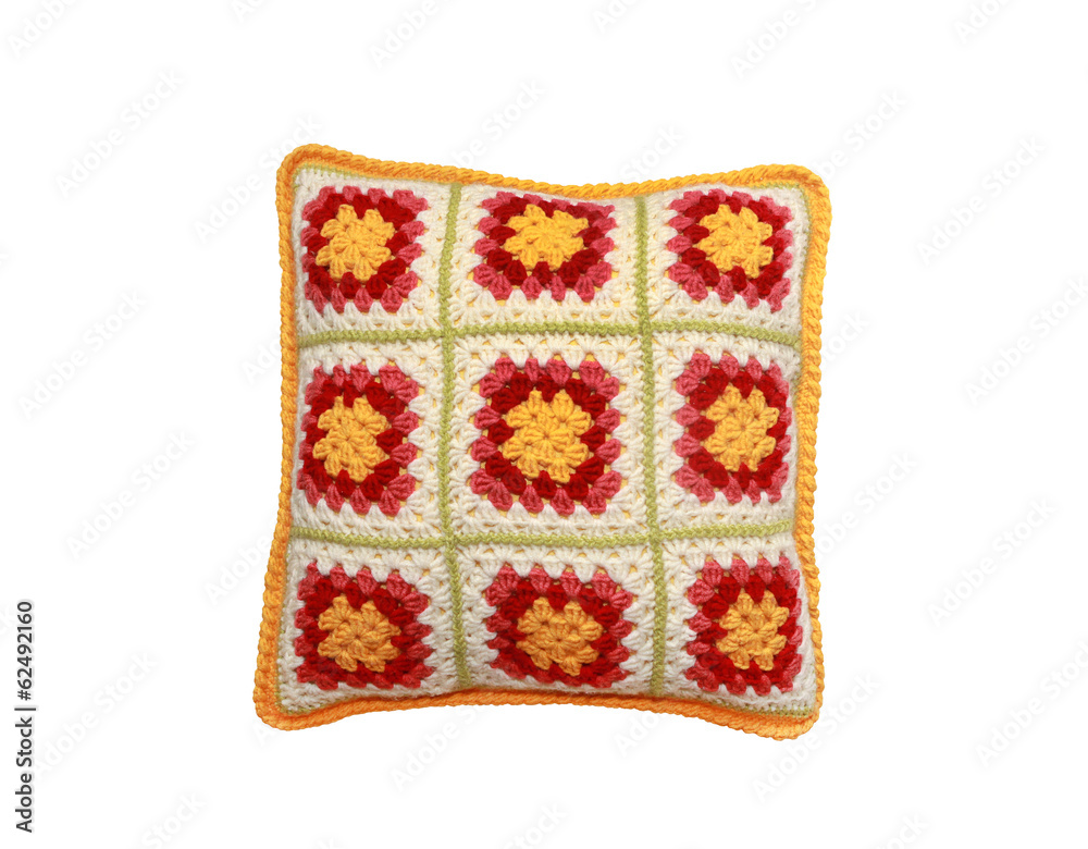 knitted pillow on white background knitted pillow on white background