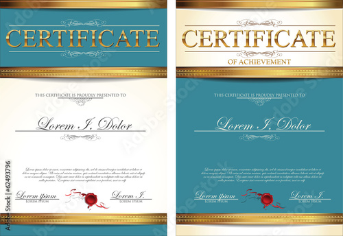 Blue certificate template