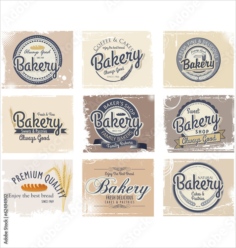 Bakery retro badge and labels