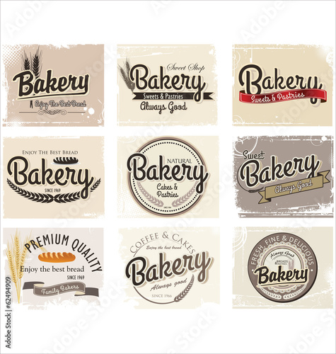Bakery retro badge and labels