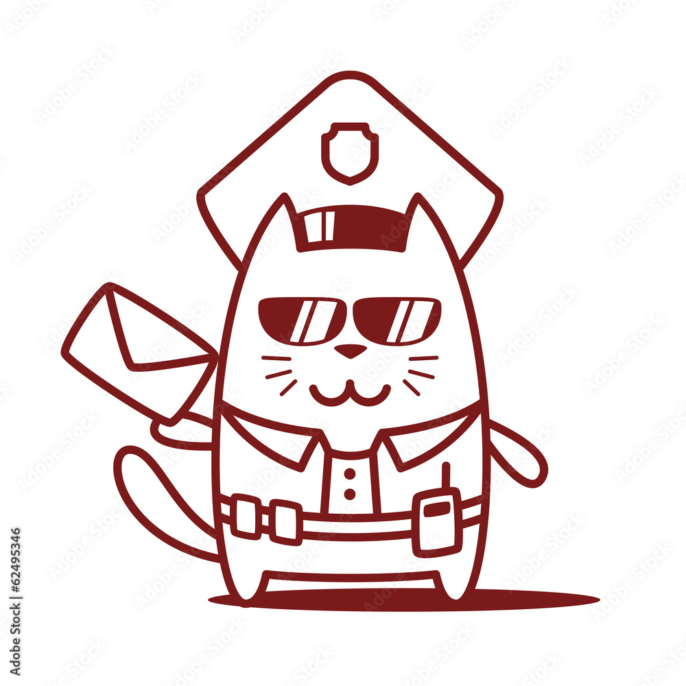 Character police in officer's cap and in the form of police with Character police in officer's cap and in the form of police with
