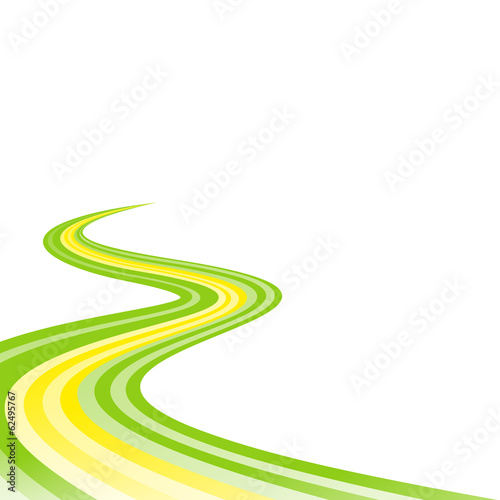 Abstract waving green yellow green ribbon flag