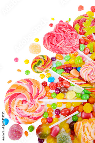 Different colorful fruit candy close-up