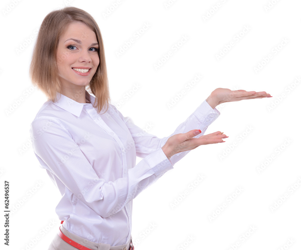 Business woman isolated on white