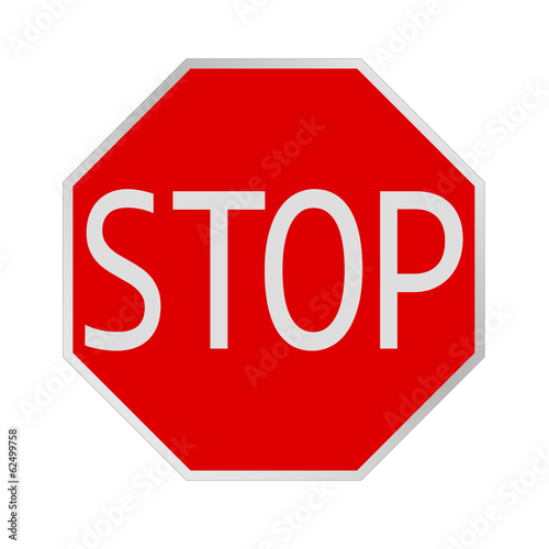 Traffic stop sign on white background