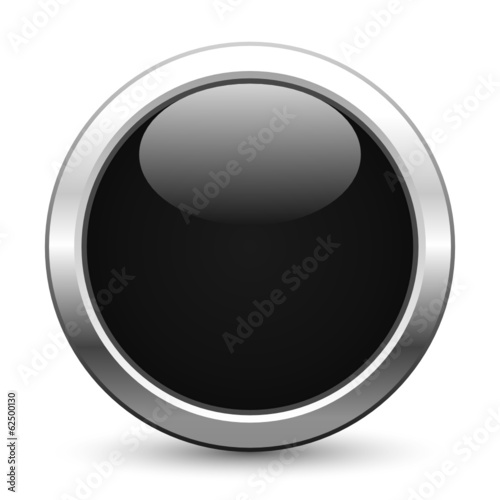 Schwarzer metallischer Knopf mit Textfreiraum