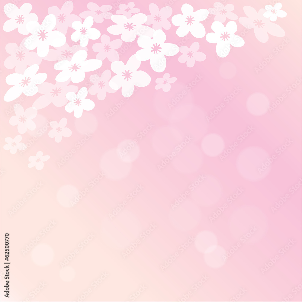 Spring background with blossoms and bokeh effect, vector