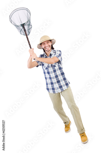 Wallpaper Mural Funny guy with catching net on white Torontodigital.ca