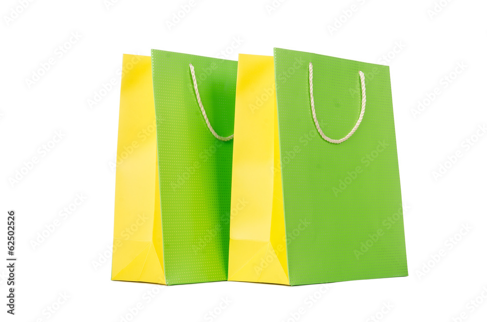 Colourful shopping bags isolated on white