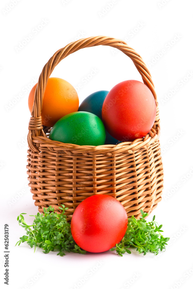 Beautiful decorative easter eggs isolated on white background