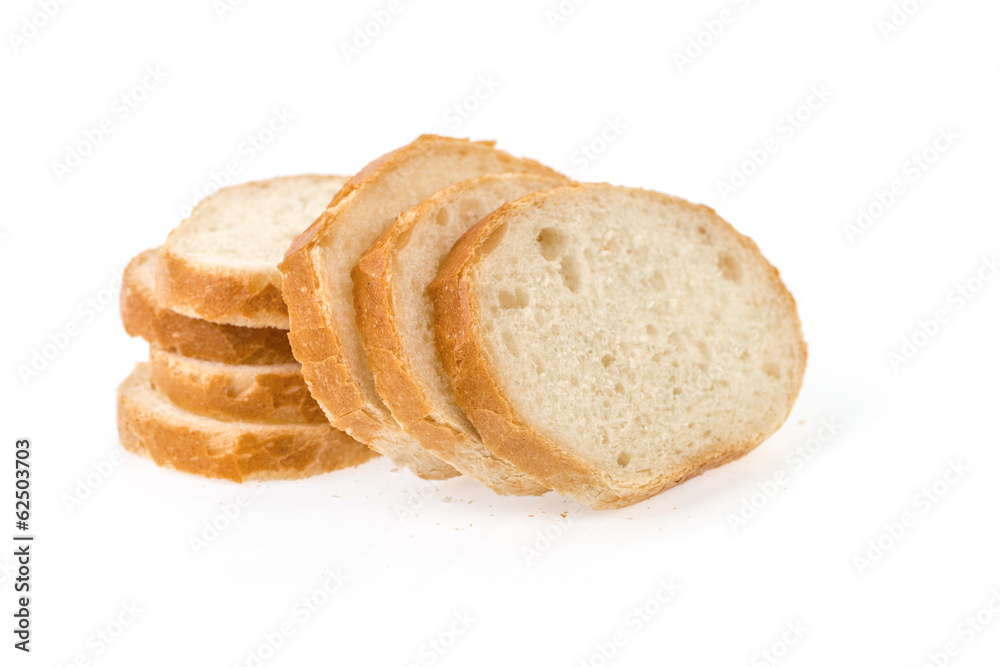 Sliced bread isolated on white background