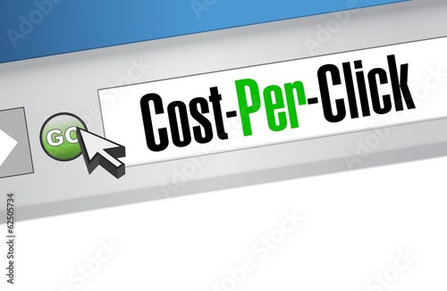 cost per click message on a browser. illustration