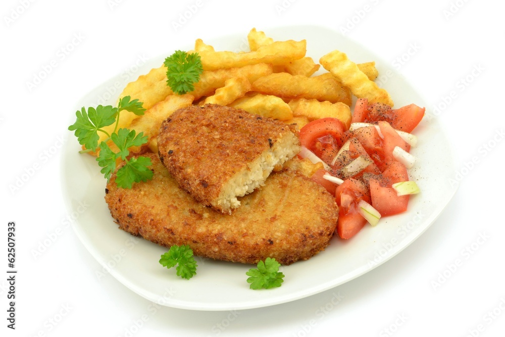 kotlet rybny z frytkami kotlet rybny z frytkami