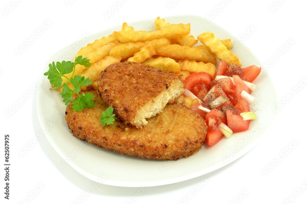 fries with fish cutlet