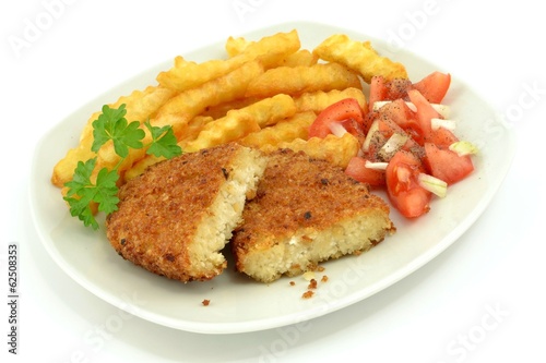 fries with fish cutlet