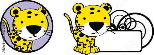 leopard baby cartoon sticker copyspace