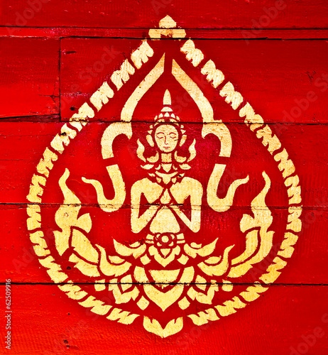 The Painting golden angle on wood in the temple.The temple is op