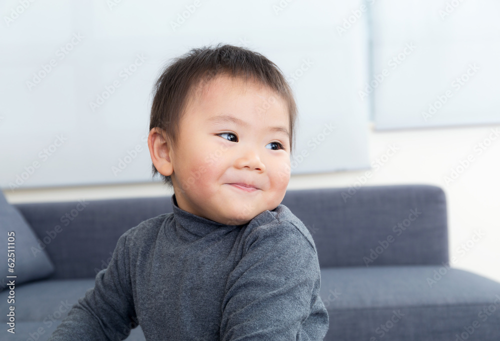 Asia little boy at home