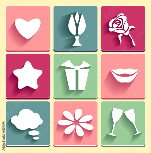 Set Love chat favorites congratulation  icons