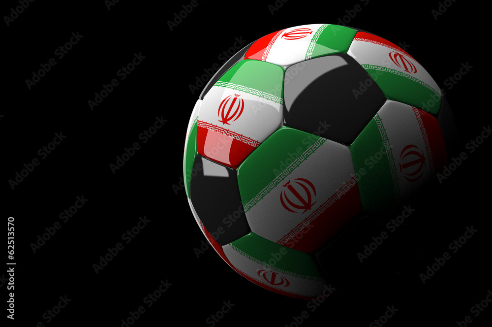 Iran soccer ball on dark background Iran soccer ball on dark background