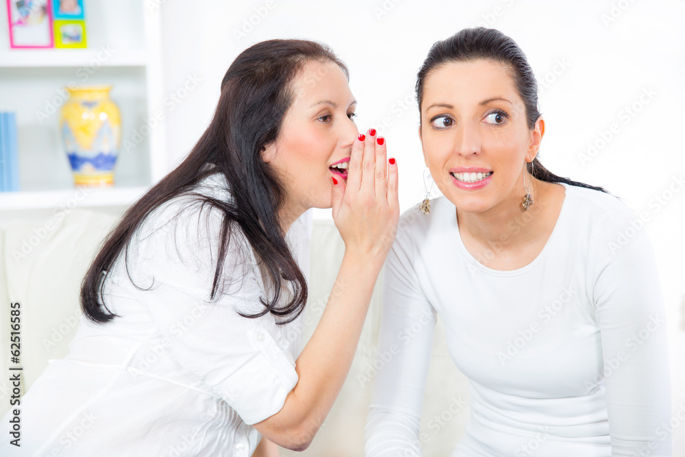 Gossip. Two young girlfriends whispering. Telling secrets. Gossip. Two young girlfriends whispering. Telling secrets.