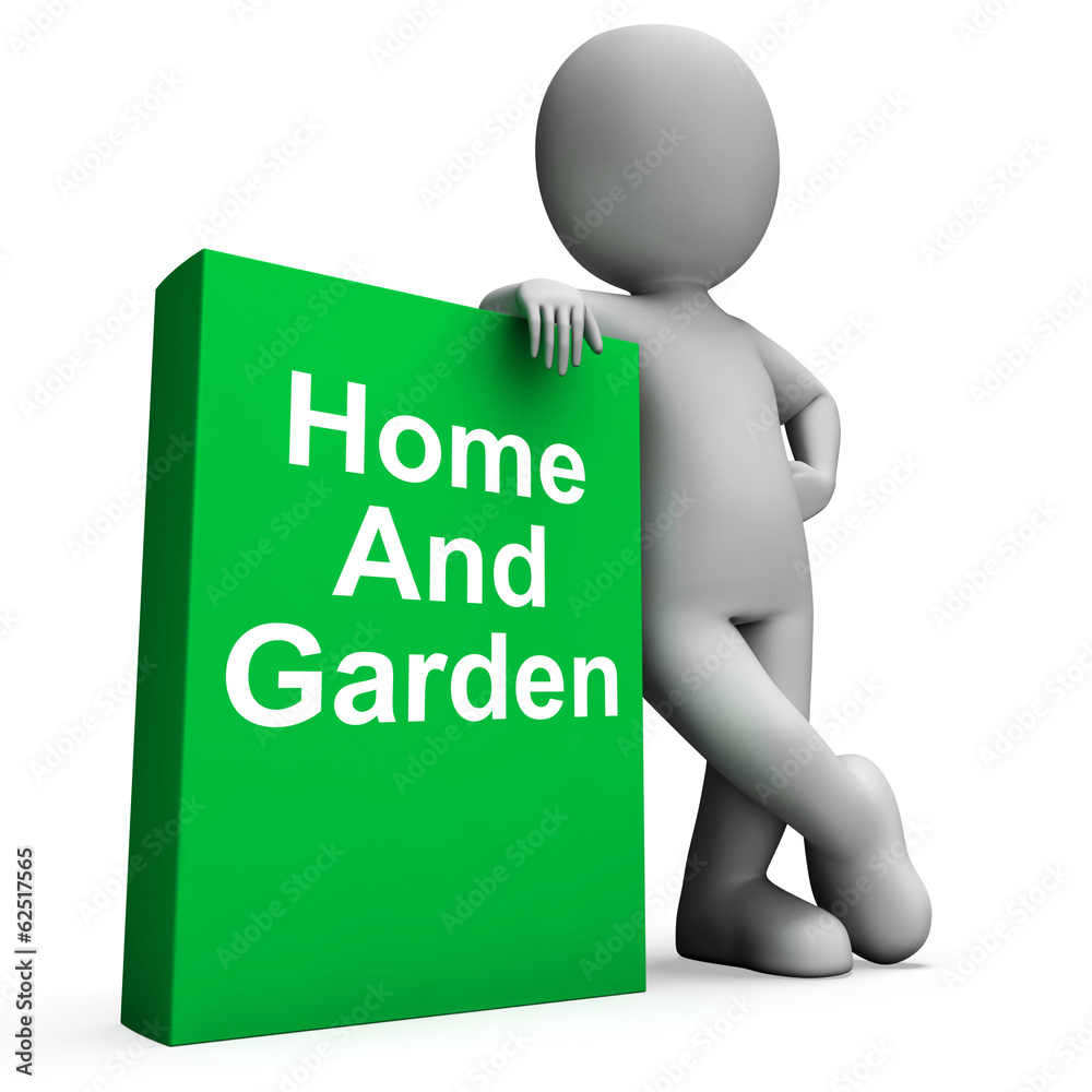 Home And Garden Book With Character Shows Household And Gardenin Home And Garden Book With Character Shows Household And Gardenin