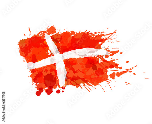 Photo Kingdom of Denmark flag made of colorful splashes
