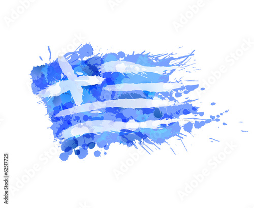 Greek flag made of colorful splashes