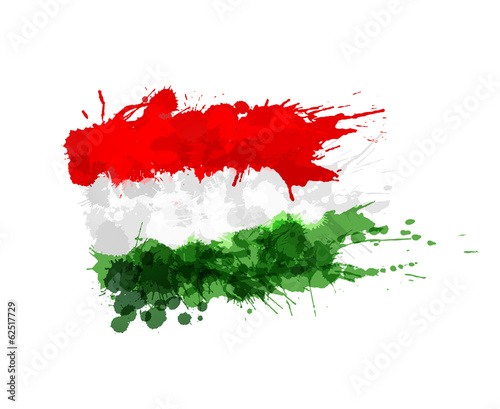 Obraz na plátně Hungarian flag made of colorful splashes